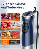 Immersion Blender Handheld 1000W 5 in 1 Corded Stick Hand Blender Kitchen with 12 Speed, BPA-Free, Mixing Beaker, Chopper, Whisk, Milk Frother, Perfect Emulsifier for Soup, Baby Food, Sauce, Puree by TinyTreasures Baby Boutique