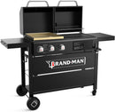 Brand-Man Propane Gas and Charcoal Grill Combo,Grill and Griddle Combo Dual Fuel BBQ Grill with Dual Lids for Outdoor Barbecue, Black by GreenHaven Gardens