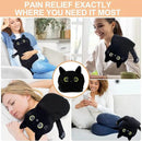 Large Microwave Heating Pad with Washable Cover 21 * 12" Microwavable Heating Pads for Cramps, Back, Neck Shoulder Pain Relief, Cordless Weighted Moist Heat Pack, Black Cat by CozyNest Decor