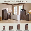71" Tall Arched Bathroom Storage Cabinet, Modern Fluted Storage Cabinet w/Doors, 3 Adjustable Shelves, 6 Door Shelves, Wood Freestanding Cabinet for Bathroom, Entryway, Hallway, Brown by CozyNest Decor