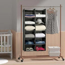 Dual-Row 6 Tier Shelf Hanging Closet Organizer and Storage, 12 Pockets Clothes Storage Shelves with 3 Sturdy Hooks for Clothing Organization, Dorm Room Essentials for Girls, Foldable, Grey by CozyNest Decor