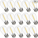 S14 Replacement LED Light Bulbs, Shatterproof & Waterproof 1W S14 LED Bulbs, Outdoor String Lights , E26 Base Patio Edison LED Light Bulbs, Warm White 2200K Plastic 70ML Non-Dimmable 15 Pack by GreenHaven Gardens
