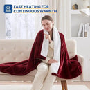 Sealy Electric Blanket Throw Size 50"*60",Super Cozy Flannel to Sherpa Reversible Heated Blanket Throw with 6 Heating Levels & 2-10 Hours Auto Off Overheating Protection Machine Washable,Red by CozyNest Decor