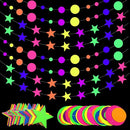 108feet UV Round Dot Star Kit Neon Paper Garland Glow in The Dark Party Favors Streamers Banner for Black Party Supplies UV Reactive Circle Dot Star Garland Wedding Birthday Glow Party Supplies… by TinyTreasures Baby Boutique