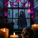 Halloween Horror Atmosphere Lights, Orange&Purple LED String Lights with 9.9FT Creepy Black Gauze, Battery Powered with Timer & 8 Flashing Modes (Orange & Purple) by CozyNest Decor
