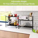 Expandable Cabinet Shelf Organizer Rack, Stackable Kitchen Counter Storage Shelves Stand, Adjustable Height Pantry Shelf Spice Rack (Black, 1 Pack) by CozyNest Decor