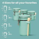 Home Intuition 4-Piece Ceramic Kitchen Canisters Set, Airtight Containers with Wooden Spoons Reusable Chalk Labels and Marker for Sugar, Coffee, Flour, Tea (Turquoise) by CozyNest Decor