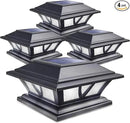 SIEDiNLAR Solar Post Lights Outdoor 2 Modes LED Deck Fence Cap Light for 4x4 5x5 6x6 Posts Patio Garden Decoration Warm White/Cool White Lighting Black (4 Pack) by GreenHaven Gardens