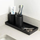 Matte Black Toothbrush Holder for Bathrooms – Modern Resin Countertop Organizer with Slots, Compact Toothbrush and Toothpaste Storage for Vanity, Hotel, Airbnb (Black) by CozyNest Decor