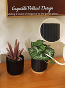 TAMAYKIM 4 Inch Small Cylinder Ceramic Plant Pots with Drainage Holes, Modern Indoor Planters with Tray for Aloe, Succulent, Snake Plants, Cactus & Herbs, Black, Set of 4 by CozyNest Decor