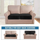 H.VERSAILTEX Velvet Stretch Couch Cushion Cover Plush Cushion Slipcover for Chair Loveseat Sofa Cushion Furniture Protector Seat Cushion Sofa Cover (2 Piece Large Sofa Cushion Covers, Black) by CozyNest Decor