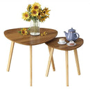 BAMEOS Bamboo Nesting Triangle End Table,Set of 2 Coffee Table Modern Minimalist Side Table for Living Room (Walunt) by CozyNest Decor