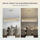 10 Lights Modern Crystal Chandelier, Gold K9 Rectangle Rectangular Chandeliers,Luxury Flush Mount Pendant Ceiling Light for Dining Room Kitchen Island L47''xW10''xH10'' by CozyNest Decor