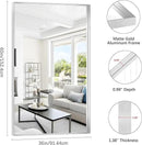 Silver Bathroom Mirror, 36x60 Inch Rectangular Deep Frame Mirror, Large Wall Mounted Bathroom Vanity Mirror Over Sink for Bedroom,Restroom, Living Room, Hangs Vertically or Horizontally by CozyNest Decor