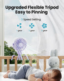 Gaiatop Mini Electric Fan with 360 Rotation, 5.5mm Gaps, Rechargeable Battery, 3 Speeds, Purple by TinyTreasures Baby Boutique