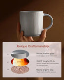 famiware Coffee Mug Set for 4, Star 12 oz Catering Mugs Cup Set with Handle for Coffee, Tea, Cocoa, Milk - Ceramic Stoneware Drinkware Set, Matte Grey by CozyNest Decor