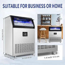 Commercial Ice Maker Machine 360LBS/24H with 77LBS Large Ice Storage Bin, 126Pcs Clear Ice Cubes in 11Mins, Stainless Steel Under Counter Industrial Ice Machine for Bar, Restaurant Business by CozyNest Decor