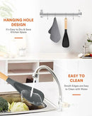 Cooking Spoon for Nonstick Cookwares, Great for Cooking and Serving Sturdy BPA-Free Matte Silicone, Wood Handle Spoon for Mixing, Scoop, and Scrape (Black & Grey, 11.4 inch) by CozyNest Decor