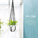 Mkono 43 Inch Macrame Plant Hanger Large for up to 12 Inch Pot Extra Long Hanging Plant Holder No Tassels Hanging Planter Basket with Wood Beads for Indoor Outdoor Boho Home Decor, Black by GreenHaven Gardens