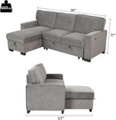 EBELLO Convertible Sleeper Sofa 3 in 1, Chenille Modern L-Shaped Couches for Living Room, Pull Out Sectional Futon Sofa Bed with Storage Space, USB Ports and Cup Holders for Bedroom, Grey by CozyNest Decor