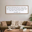 Trust in the Lord With All Thine Heart Wall Decor Art Bible Verse Sign Proverbs 3:5-6 Framed Wood 32X12 Inch For Scripture Christian Hanging (Wood) by CozyNest Decor