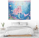 HZOHNAGO Mermaid Girls Tapestry Watercolor Mermaid Princess Pattern Printed Wall Tapestry Wall Hanging for Bedroom Living Room Dorm 60" W x 50" H by CozyNest Decor