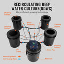 VEVOR RDWC Hydroponics Grow System, Hydroponic Growing Kit with Top Drip, Recirculating Deep Water Culture 4 Buckles and 1 Reservoir, with Air Pump and Water Level Device for Leafy Vegetables by GreenHaven Gardens