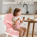 Toddler Booster Seat for Kitchen Chair, 2-in-1 Dining Table Booster Seat with Backrest & Adjustable Straps – Easy-Clean, PU Portable Toddler Eating Travel Increasing Cushion - Pink by TinyTreasures Baby Boutique