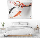 Japanese Koi Fish Tapestry, Cherry Blossoms Asian Oriental Flower Branch Koi Fish Carp Tapestries Wall Hanging for Bedroom Living Room Office Decor 40"x30" by CozyNest Decor