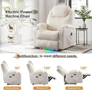 AHMED Power Recliner Chair with Vibration Massage & Heat for Adults, Faux Leather Home Theater Seating with Cup Holders/LED Lights/USB Ports/Side Pockets for Living Room, Beige by CozyNest Decor