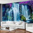 FENDROM Waterfall Tapestry Purple Forest Wild Flowers Floral Mountain Jungle Plants Nature Landscape Wall Hanging Bedroom Living Room Hanging Decorative Blanket by CozyNest Decor