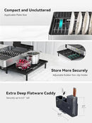 SUNLY Large Dish Drying Rack, Expandable Dish Racks for Kitchen Counter, Space Saving 304 Stainless Steel Drying Rack Kitchen, Extra Large Drainer with Multifunctional Flip Up Pegs, Black by CozyNest Decor