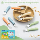 DRKIO 8 Pieces Toddler Forks Set - Baby Forks with Silicone Handle Children safe 18/8 Stainless Steel Toddler Utensils Set for Self Feeding Kids Silverware Anti-Choke Design Food Grade Dishwasher Safe by TinyTreasures Baby Boutique
