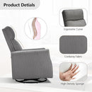 CANMOV Swivel Rocker Chair for Nursery, Swivel Accent Chair with High Back and Arms, Corduroy Glider Chair for Living Room Bedroom Nursery, Grey by TinyTreasures Baby Boutique