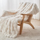 Lotus Karen Faux Fur Blanket - Cream White Twin Size, Big Bubble Rabbit Fluff, 60x80 Inches by CozyNest Decor