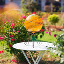 10 Inch Glass Gazing Ball, with 9.4" Tall Metal Gazing Globe Stand, Glass Balls Display Holder Set for Outdoor Garden Lawn Yard Decoration, Sunset Sky by CozyNest Decor