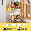 Magnetic Shelf for Fridge, Fruit Potato & Onion Storage Bins, Pantry Organizers & Storage, Large Container Magnetic Basket for Refrigerator, Kitchen Counter,Cabinet Magnetic Fridge Organizer White (2) by CozyNest Decor