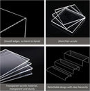 Clear Riser Display Shelf 3pcs, Desktop Rectangular Acrylic Display Shelves Storage Organizer, Acrylic Stands for Funko Pop Figure, Bags, Shoes, Spice Jars, Skincare, Cosmetics - 12-2'', 3'', by CozyNest Decor