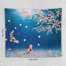 Japanese Koi Fish Tapestry, Cherry Blossoms Asian Oriental Blue Floral Branch Koi Fish Carp Tapestries Wall Hanging for Bedroom Living Room Office Decor 60"x50" by CozyNest Decor
