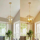 Farmhouse Gold Chandelier, 4-Light Vintage Chandeliers for Dining Room, Adjustable Modern Rustic Metal Hanging Pendant Light Fixture for Entryway Foyer Kitchen Island Hallway by CozyNest Decor
