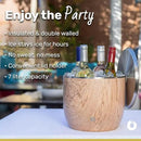 SNOWFOX XL Premium Vacuum Insulated Double Wall Stainless Steel Ice Bucket with Lid/Scoop, Bar Accessories, Large Elegant Party Bucket, Chill Several Bottles, Beautiful Entertaining, 7L, Natural Teak by CozyNest Decor