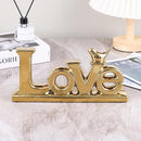 Gold Love Sign Statue - Personalized Home Decor, Bird Sculpture for Living Room, Bedroom, Desktop & Cabinets by CozyNest Decor