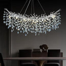 Modern Crystal Silver Chandelier, 55" Large Rectangular Oval Tree Branch Crystal Chandeliers for Dining Room,16-Light Flush Mount K9 Crystal Chandeliers, for Kitchen Island,Dining Room by CozyNest Decor