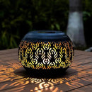 Solar Table Light Outdoor Waterproof- Solar Powered LED Lamp Hollowed-Out Black Peacock Feather Metal Desktop Decorative Lantern for Indoor Desk Bedroom Patio Garden Pathway Yard by GreenHaven Gardens