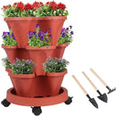 Vertical Planter 3 Tier Stackable Planters Garden Planters Strawberry Herb Flower and Vegetable Planter Indoor Outdoor Gardening Pots with Removable Wheels and Tools by GreenHaven Gardens