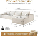 136" Sectional Couches for Living Room Modern Modular Sofa with L-Shape Couchs Upholstered Boneless Couch Deep Seat Sectional Couch with Chaise (White, Right Facing Chaise+3Seaters) by CozyNest Decor
