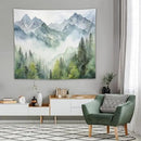 HZOHNAGO Mountain Tapestry Misty Green Forest Mountain Pattern Printed Wall Tapestry Wall Hanging for Bedroom Living Room Dorm 60" W x 50" H by CozyNest Decor