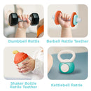 iPlay, iLearn Baby First Gym Rattle Set, Infant Dumbbell Weights Teething Rattles 3-6-12 Month, Newborn Workout Sensory Stroller Toy, Babies Birthday Shower Gift 5 7 8 9 10 Month Toddler Boy Girl-4PCS by TinyTreasures Baby Boutique
