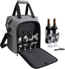 ALLCAMP 6 Bottle Wine Gift Bag - Insulated Tote Cooler, Adjustable Strap, Includes 6 Wine Glasses, Napkins & Corkscrew, Portable Travel Gifting(Gray) by TinyTreasures Baby Boutique