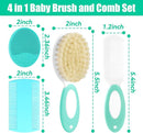 Baby Hair Brush and Comb Set, 4Pcs Baby Soft Bristles Hairbrush Cradle Cap Brush Hair Comb for Newborns Toddlers Boys Girls (Green) by TinyTreasures Baby Boutique